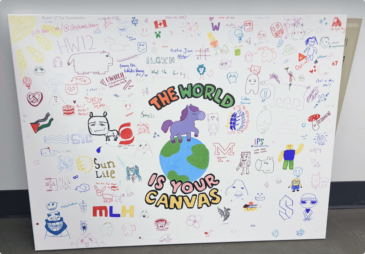 A canvas of drawings from Hack Western 12 attendees