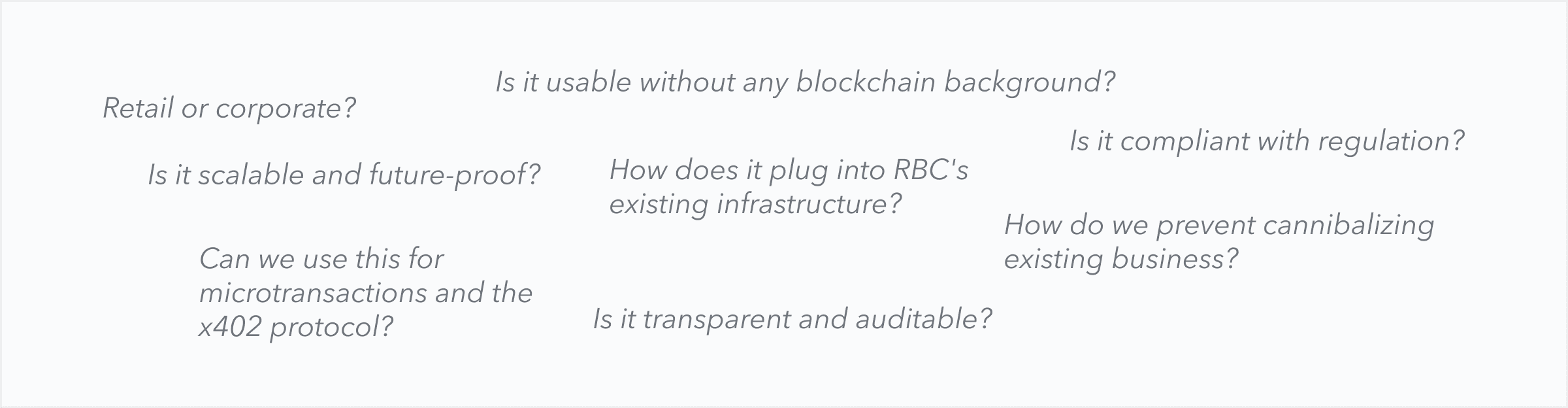 Several questions and considerations.