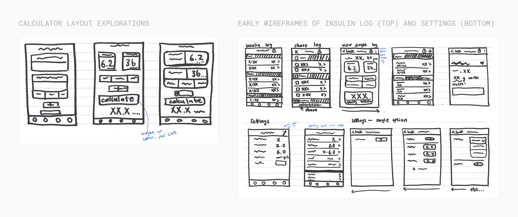 Early wireframes