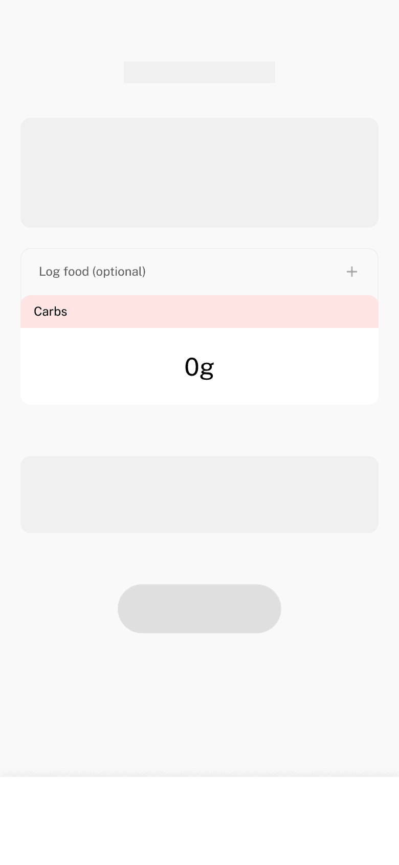 Log food button attached to the carbs field, in an outlined style