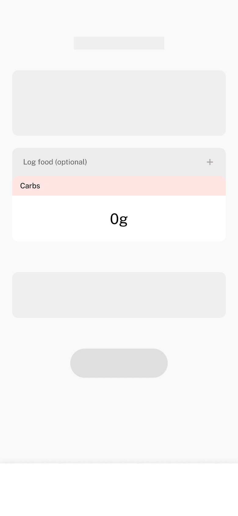 Log food button attached to the carbs field, in a solid style