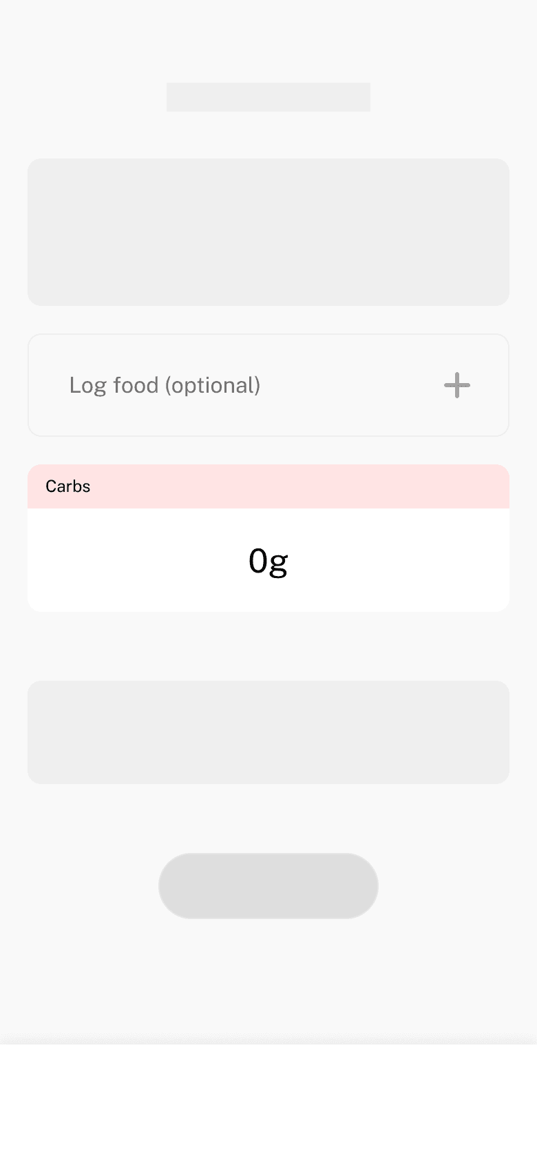 Log food button separate from the carbs field, in an outlined style