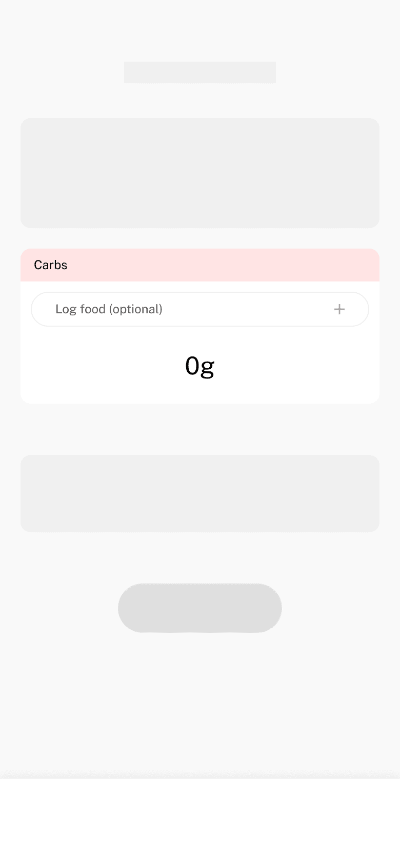 Final design: the log food button nested inside the carbs input field